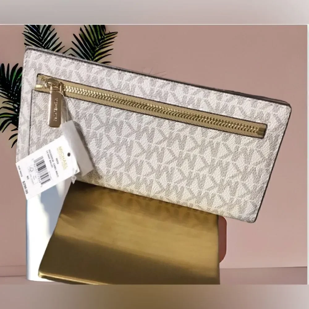 MICHAEL KORS SIGNATURE LAPTOP TOTE COLOR BLOCK AND WALLET SET